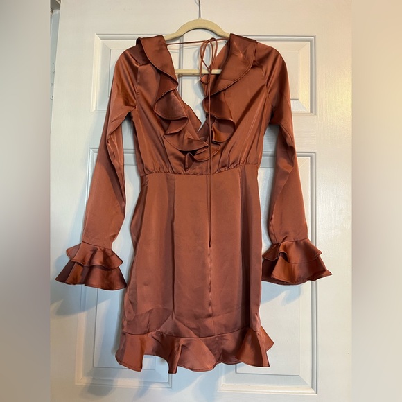 Nelly Mini Dress in Terracotta Brown | Size XS - Picture 3 of 7